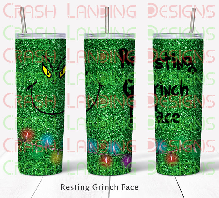 Resting Grinch Face Christmas 20oz Skinny Tumbler – Crash Landing