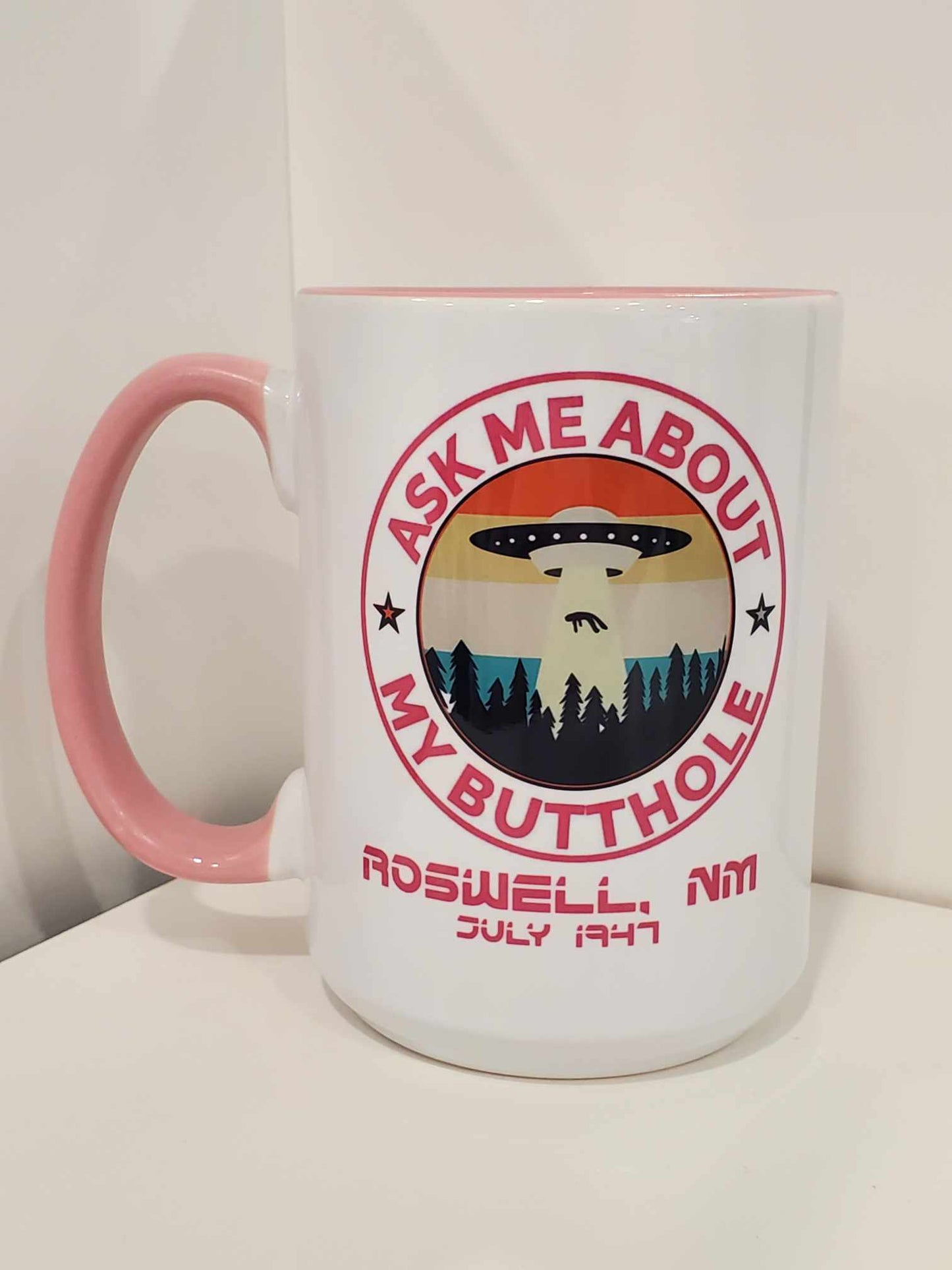 Ask Me About My Butthole 15oz Coffee Mug Pink