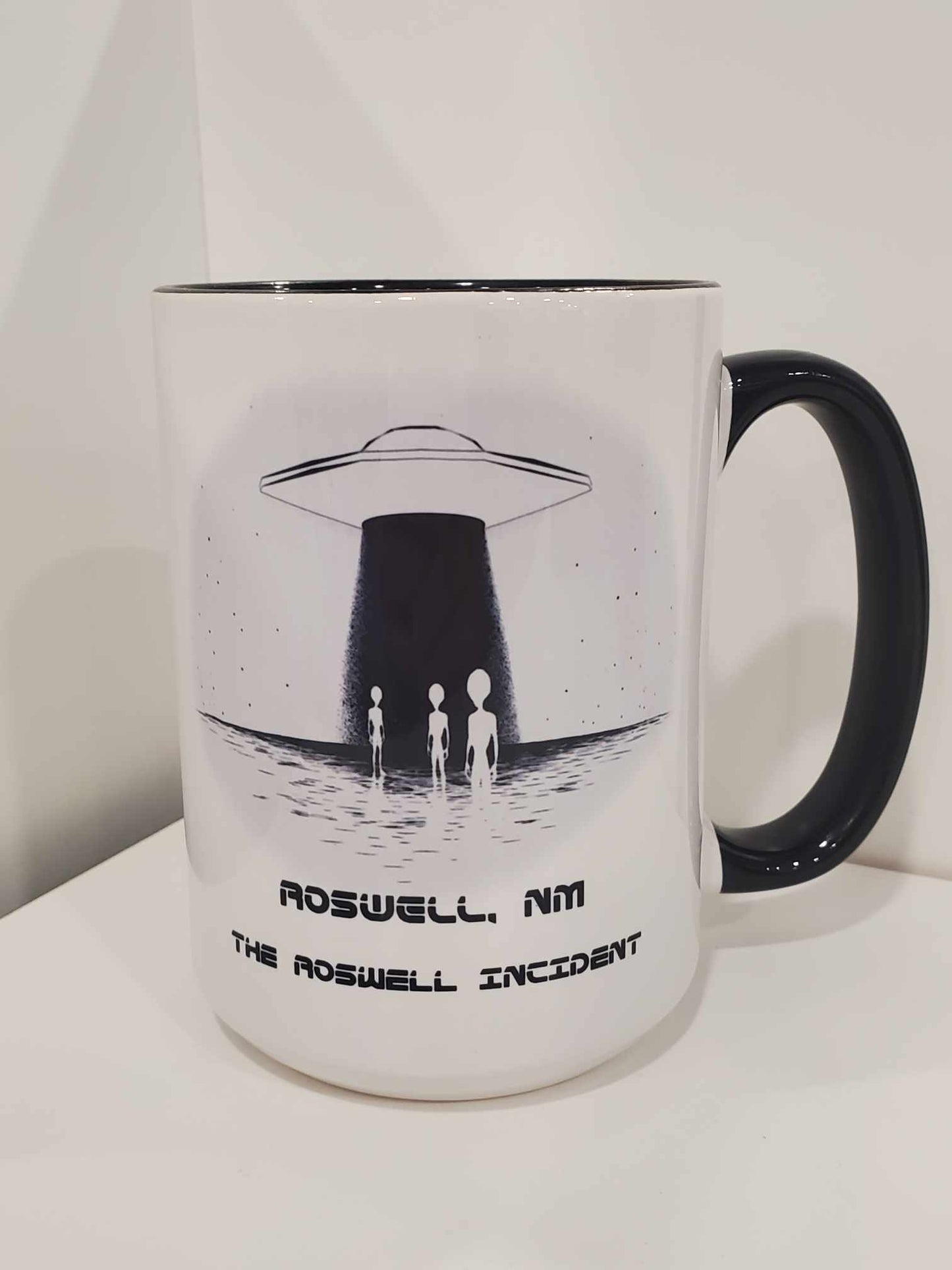 Alien Silhouette "The Roswell Incident" 15oz Coffee Mug Black