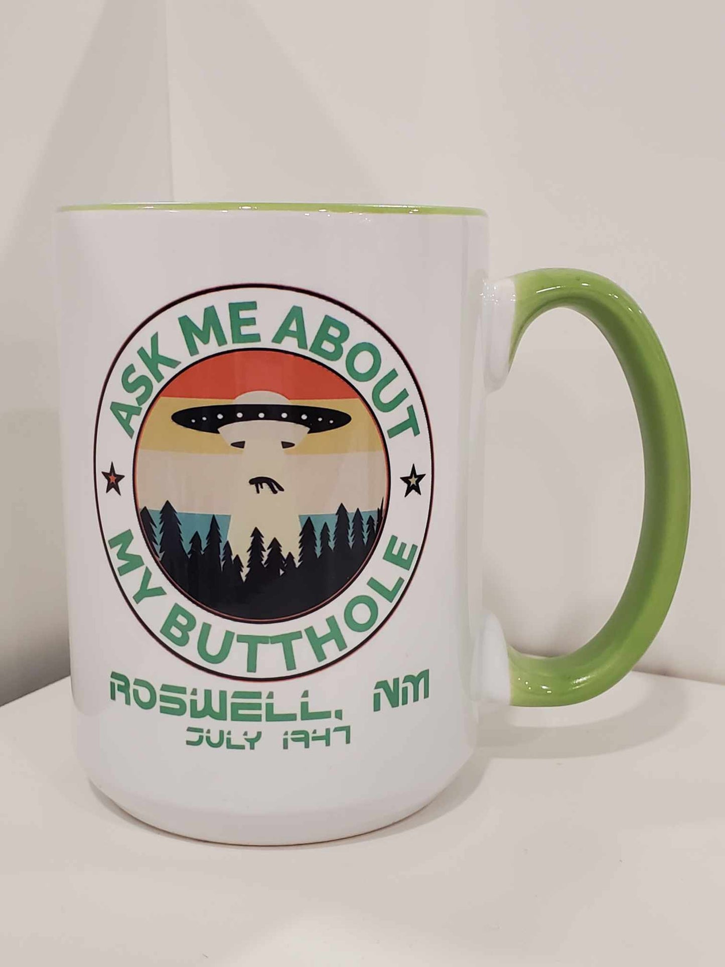 Ask Me About My Butthole 15oz Coffee Mug Green