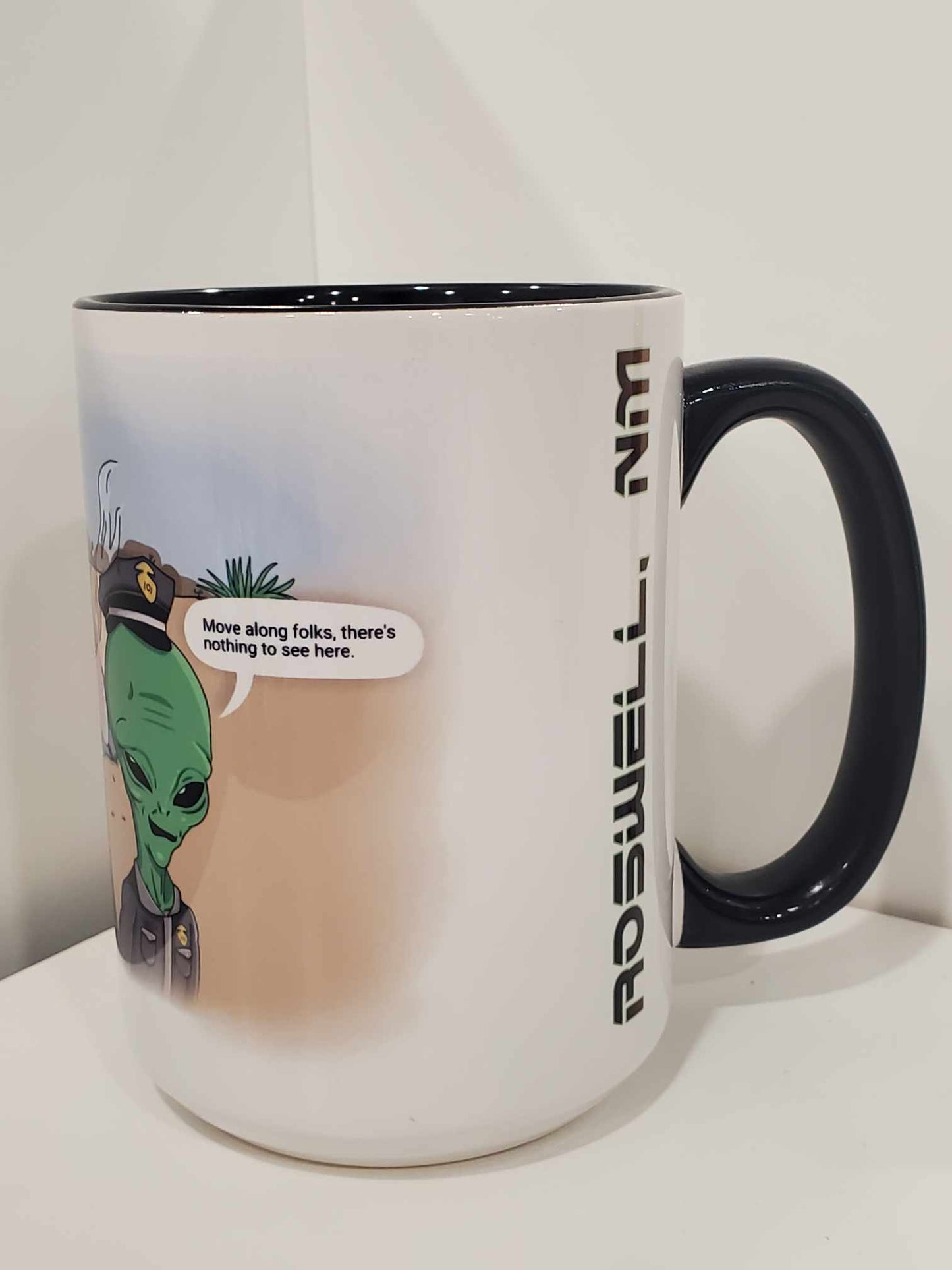 Nothing to See Here Folks State Alien Trooper Roswell, NM 15oz Coffee Mug Black