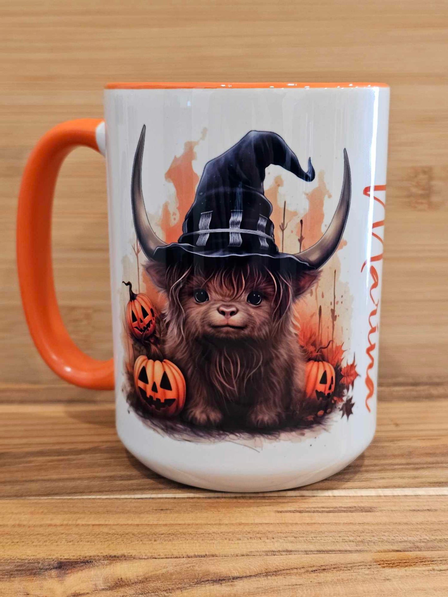 Personalized 15oz Highland Cow Halloween Mug