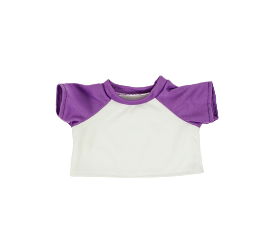 16" Plush Bear Stuffy Purple and White T-Shirt