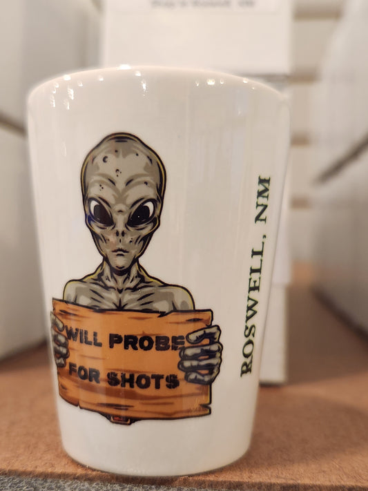 Will Probe For Shots Alien 1.5oz Shot Glass