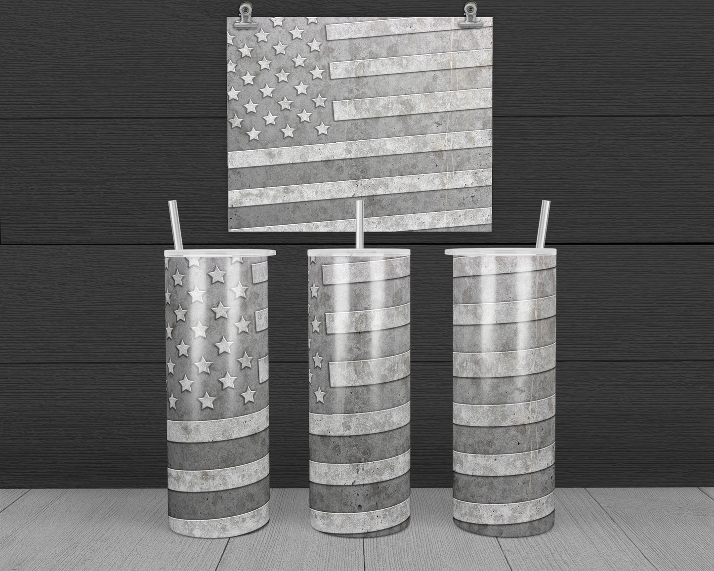 American Flag Concrete 20oz Skinny Tumbler