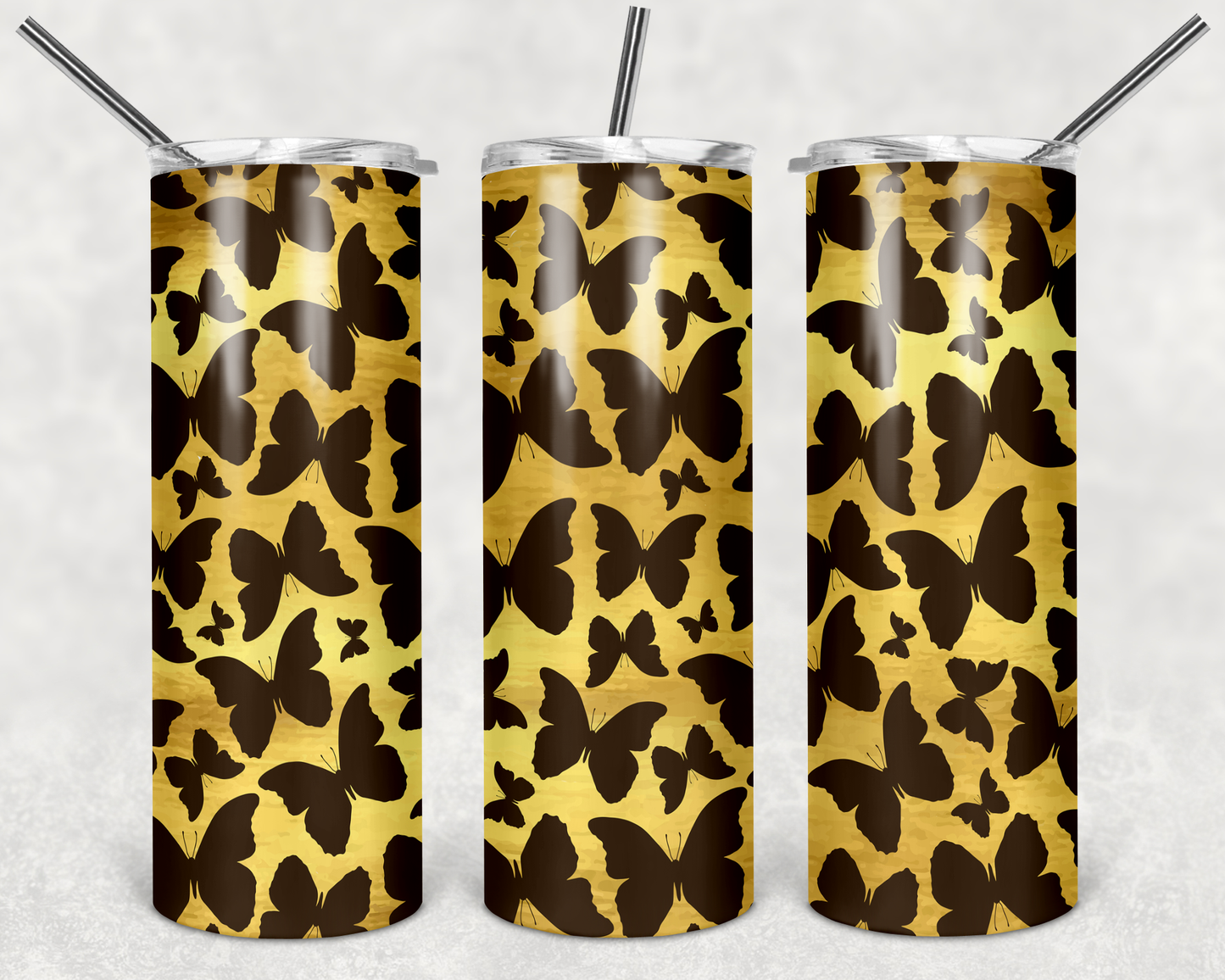 Butterflies on Gold Background 20oz Skinny Tumbler