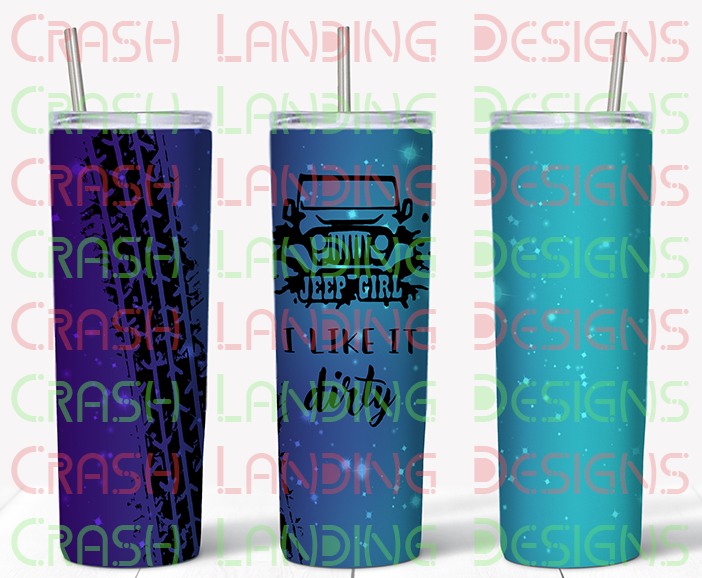 Dirty Jeep Girl Blue Ombre 20oz Skinny Tumbler